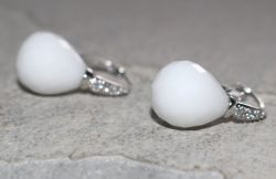 Achat weiss - Tropfen - 26mm - Ohrringe - Silber - 1 Paar