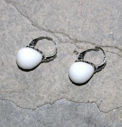 Achat weiss - Tropfen - 26mm - Ohrringe - Silber - 1 Paar
