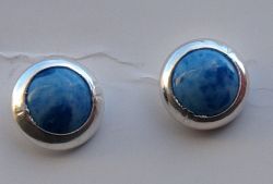 Magnesit blau 5mm Ohrstecker Cabochon Sterling Silber