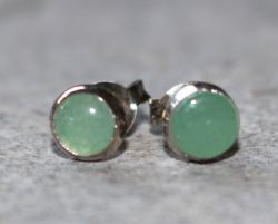 Aventurin - Rund - Cabochon - 5-6mm - Silber - Ohrstecker