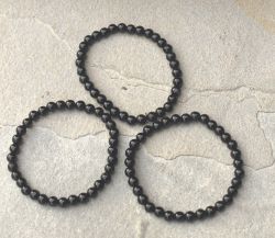 Turmalin schwarz - Kugel - 6mm - Armband Elastik - 3 St.
