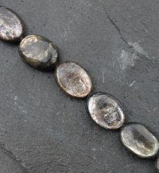 Muskovit - golden Mica - Oval - 10 x 14mm - Kettenstrang