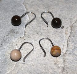 Versteinertes Holz - Kugel - 8mm - Ohrringe - Silber - 1 Paar