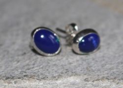 Azurit-Malachit - Oval - Cabochon - 8mm - Silber - Ohrstecker -