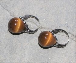 Tigerauge - Tropfen - 26mm - Ohrringe - Silber - 1 Paar