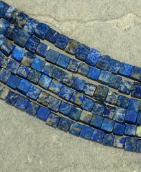 Lapis - W�rfel mittig gebohrt - matt - 6mm - Kettenstrang