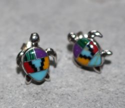 T�rkis - Schildkr�te - Indianer - Ohrstecker - Silber