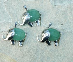 Aventurin - Anh�nger - Elefant mit Fassung - 3 St�ck