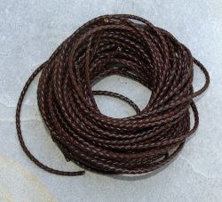 Kunstleder Band geflochten - braun - 1 Meter - 10 St�ck