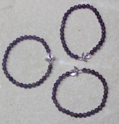 Amethyst - Kugel - 4mm - Kinder Armband Elastik - 3 St�ck
