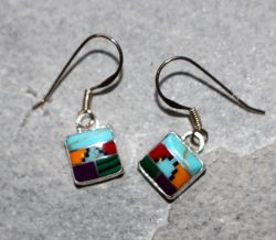 T�rkis - Quadrat - Indianer - Silber - Ohrringe - 1 Paar