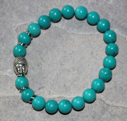 Magnesit gef. - Kugel - 8mm - Buddha - Armband Elastik - 1 St�ck