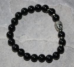 Onyx - Kugel - 8mm - Buddha - Armband Elastik