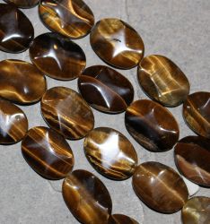 Tigerauge - braun - Oval - 18x25mm - Kettenstrang