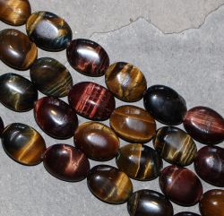 Tigerauge - multi - Oval - 15x12mm - Kettenstrang