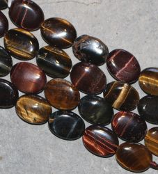 Tigerauge - multi - Oval - 16x12mm - Kettenstrang