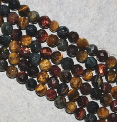 Tigerauge - multi - Kugel - facettiert - 6mm - Kettenstrang