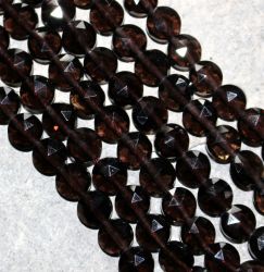 Rauchquarz - Disc - facettiert - 12mm - Kettenstrang