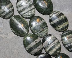 Silberauge Serpentin - Oval - 22x30mm- Kettenstrang