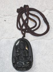 Obsidian - Buddha - Anh�nger mit Bohrung und Band - 1 St�ck