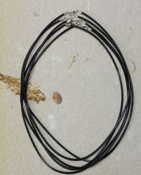 Lederkette - schwarz - 1,7mm - 45cm - Silber - 5 St�ck