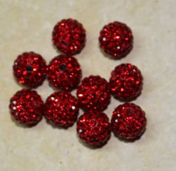 Schmuckperlen 8mm mit Strass rot 10 St�ck