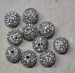 Schmuckperlen 8mm mit Strass weiss 10 St�ck