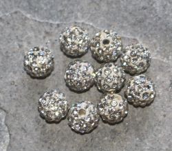 Schmuckperlen 8mm mit Strass weiss 10 St�ck