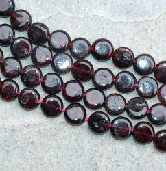 Granat - Linse - flach - 10mm - Kettenstrang