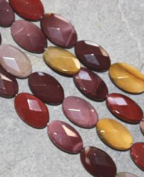 Mookait Jaspis - Oval - facettiert - 17x10mm - Kettenstrang