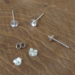 Ohrstecker - Sterling Silber - Schale mit Stift - 4mm - 20 Paar