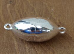 Schlie�e Magnet - Sterling Silber poliert - Olive - 12mm - 3 St