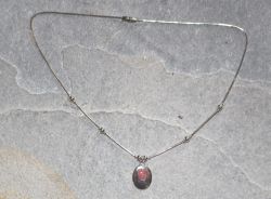 Rhodochrosit - Kette mit Anh�nger Oval - Silber