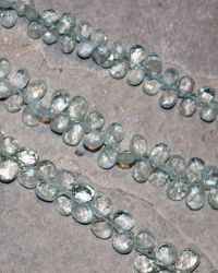 Aquamarin - Tropfen - facettiert -  6-10mm - Kettenstrang