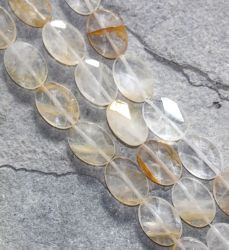 Citrin Quarz - Oval - facettiert - 13x18mm - Kettenstrang