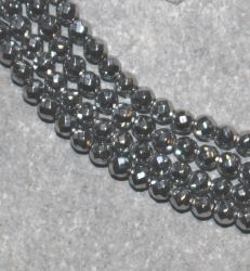 H�matit - silber - Kugel - facettiert - 3mm - Kettenstrang