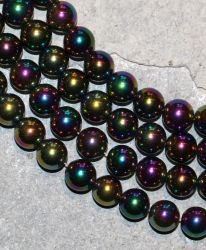 H�matit - multicolor - Kugel - 8mm - Kettenstrang