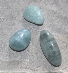 Aquamarin - Trommelsteine gebohrt - Anh�nger - 3 St�ck