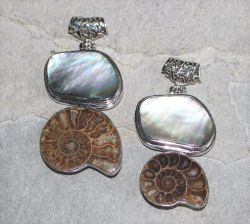 Ammonit - Perlmutt - Anh�nger - Metall - 70mm - 1 St�ck