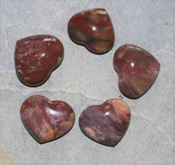 Versteinertes Holz - Herz - Handschmeichler - 30-40mm - 5 St.