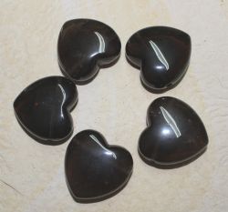 Rauchquarz - Herz mit Bohrung - Anh�nger - 5 St�ck
