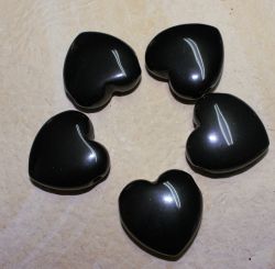 Onyx - Herz mit Bohrung - Anh�nger - 5 St�ck