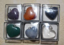 Edelstein Mix - Herz mit �se - Anh�nger - 6 St�ck - SONDERPREIS