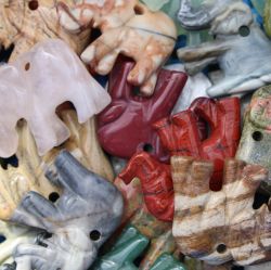 Edelstein Mix - Anh�nger - Elefant mit Bohrung - 5 St�ck