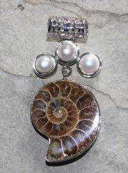 Ammonit - Perle - Anh�nger - Metall - 65mm - 1 St�ck
