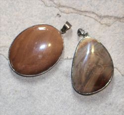 Versteinertes Holz - Anh�nger - 40mm - Silber - 1 St.