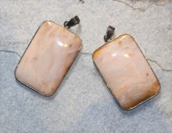 Versteinertes Palmholz - Anh�nger - 40mm - Silber - 1 St.