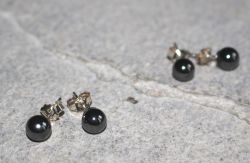 H�matit - Kugel - 6mm - Ohrstecker - Silber - 2 Paar
