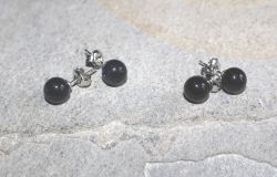Blaufluss - Kugel - 8mm - Ohrstecker - Silber - 2 Paar