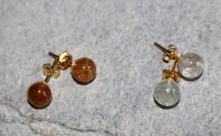 Turmalin - Kugel - 8mm - Ohrstecker - Silber vergoldet - 1 Paar